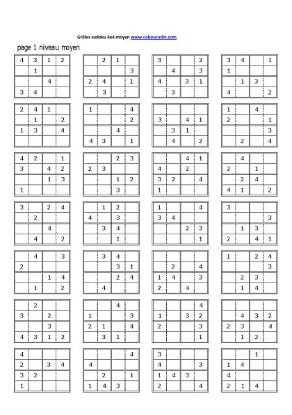Our system stores mots fléchés. grilles-sudoku-4x4-niveau-moyen-1 | Sudoku enfant, Jeux a ...