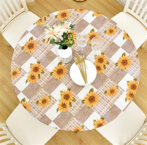 Rally Home Goods Indoor Outdoor Patio Round Fitted Vinyl Tablecloth