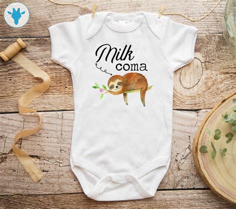 Milk Coma Onesie Sloth Baby Clothes Baby Shower T Etsy