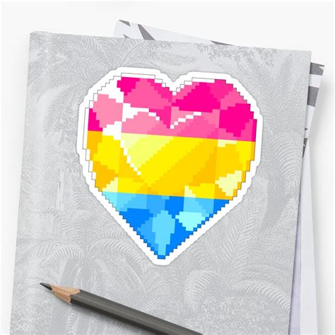Pixel Pride Heart Gem Pansexual Flag Sticker By Sleepyspooks Redbubble