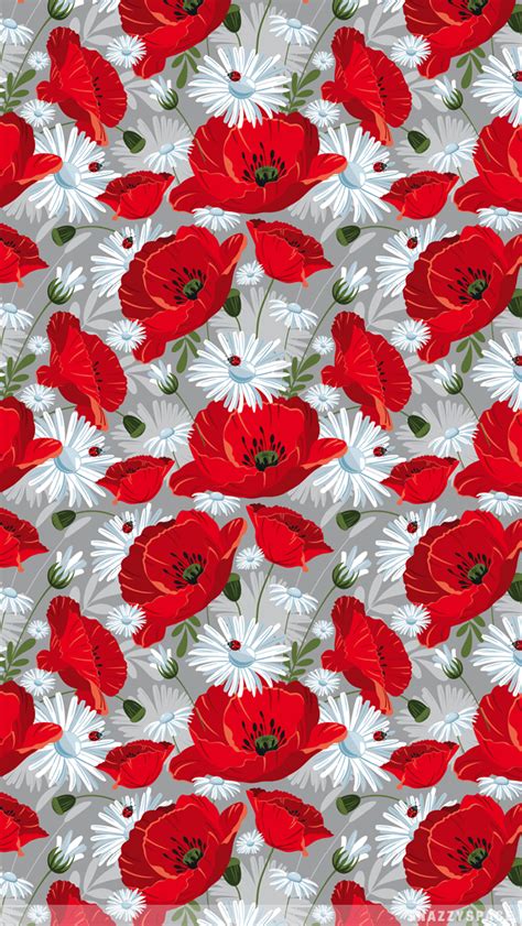 Vintage Red Flowers Iphone Wallpaper