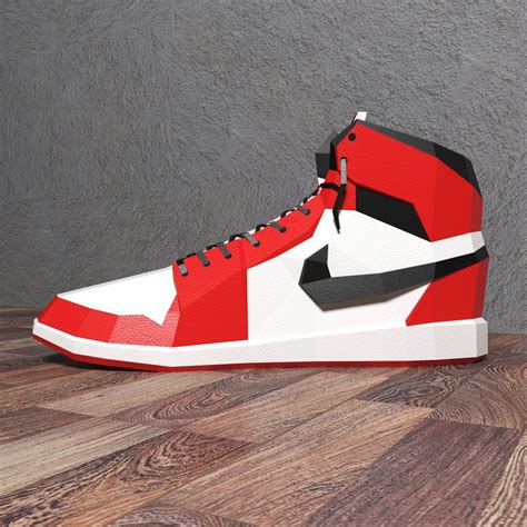 Nike Air Jordan Sneakers Low Poly Papercraft Diy Template Pattern Shoes