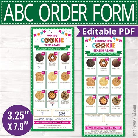 Fillable Girl Scout Cookie Order Form Printable Forms Free Online