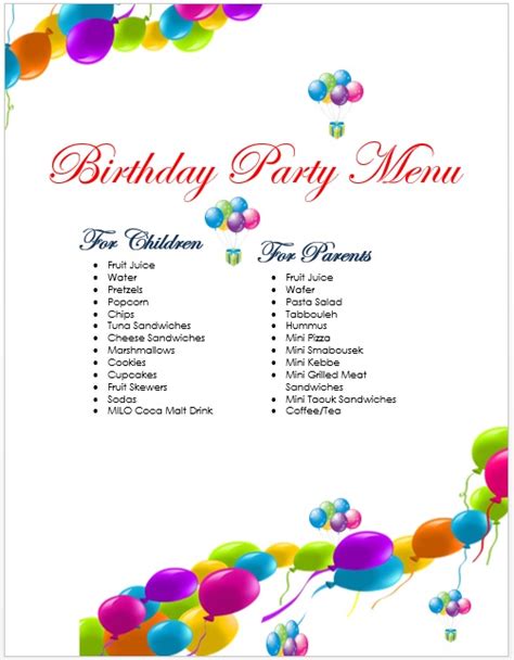 Printable wedding program template great gatsby style art deco. 7 Free Sample Birthday Menu Templates - Printable Samples