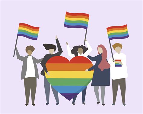 People With Lgbtq Rainbow Flags Illustration Download Free Vectors