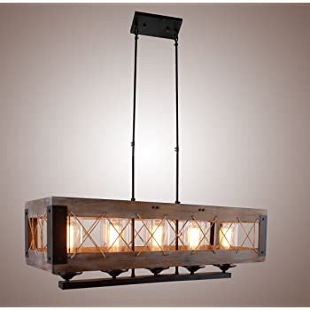 Modern and simple design ceiling lights fits into your home! Wood Rectangular Pendant Lighting Chandelier Kitchen ...