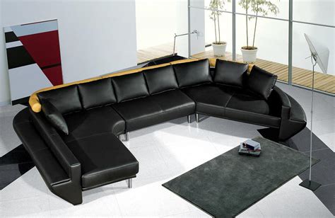 Mars Ultra Modern Black Leather Sectional Sofa Black Design Co