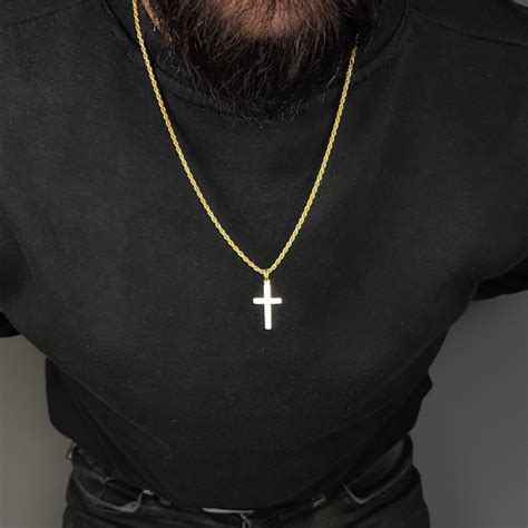 Mens Gold Cross Necklace K Gold Filled Rope Chain Gold Cross Necklace Christmas Gift Gift