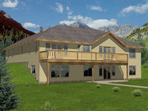 Unique Hillside Home Plans Lake House With Walkout Basement Decks Resort Hillside House Plans