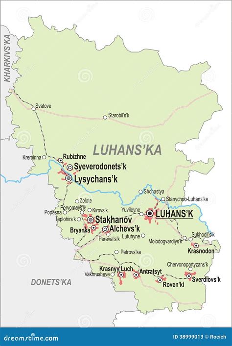 Map Of Luhansk Oblast Stock Vector Image 38999013