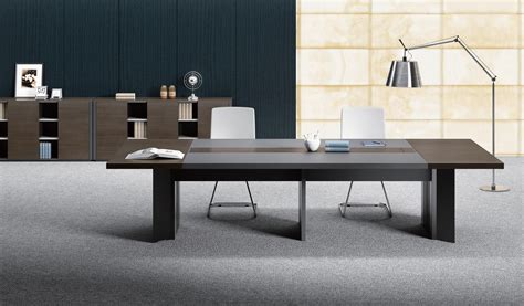 Larry 12 Seat Conference Table in Leather & Wood: Boss's Cabin