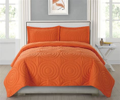 Hollyhome Collection Pieces Luxury Super Soft Solid Pattern Embossed Bedding Quilt Set Orange
