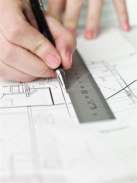Architect Working On A Blueprint Stock Photo By ©gemenacom 2069099