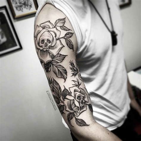 Skulls In Flowers Tattoo On Arm Best Tattoo Ideas Gallery