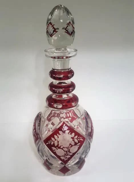 Vintage Ruby Cut To Clear Art Glass Compote Bowl Bohemian Crystal Cranberry Red 149 99 Picclick