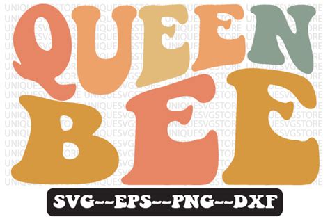 queen bee retro wavy svg design graphic by uniquesvgstore · creative fabrica