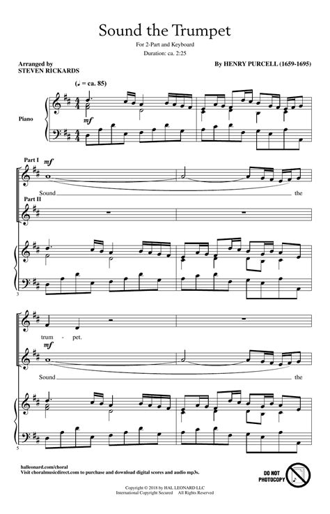 Fantes sheet music for trumpet and flugelhorn children canon 4 voices. Steven Rickards "Sound The Trumpet" Sheet Music PDF Notes, Chords | Festival Score 2-Part Choir ...