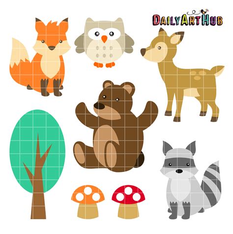 Woodland Cute Animals Clip Art Set Daily Art Hub Free Clip Art Everyday