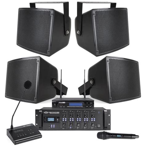 Public Address Sound System With 4 S10 Outdoor Speakers Rzma240bt 4