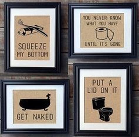 Awesome Bathroom Decoration Ideas With Printed Wall Printing On Burlap Bathroom Humor