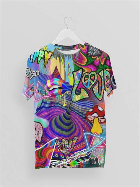 Trippy Shirt Psychedelic Shirt All Over Print Psychedelic Etsy