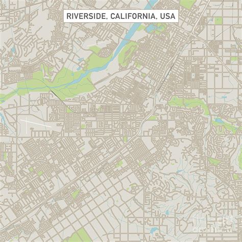 Riverside California Us City Street Map Digital Art By Frank Ramspott