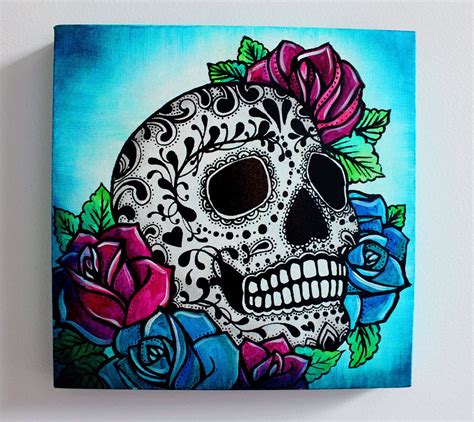 Pin By Alisha Stone On Sleeve Ideas Sugar Skull Painting Skull