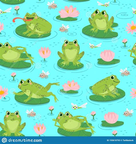 Repost from @artby_gayatri do you miss botanicals? Frog Seamless Pattern. Repeating Cute Frogs And Aquatic ...