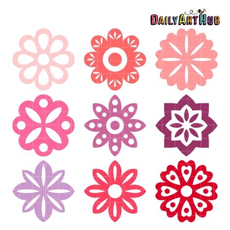 Simple Flower Shapes Clip Art Set Daily Art Hub Free Clip Art Everyday