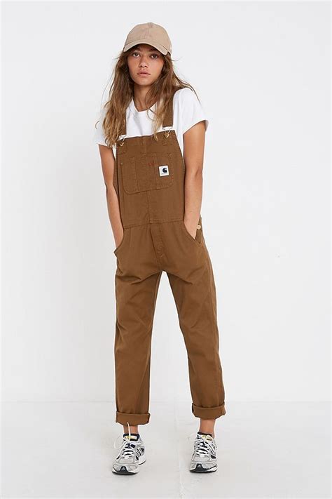 Carhartt Wip Straight Leg Brown Dungarees Overalls Women Outfits