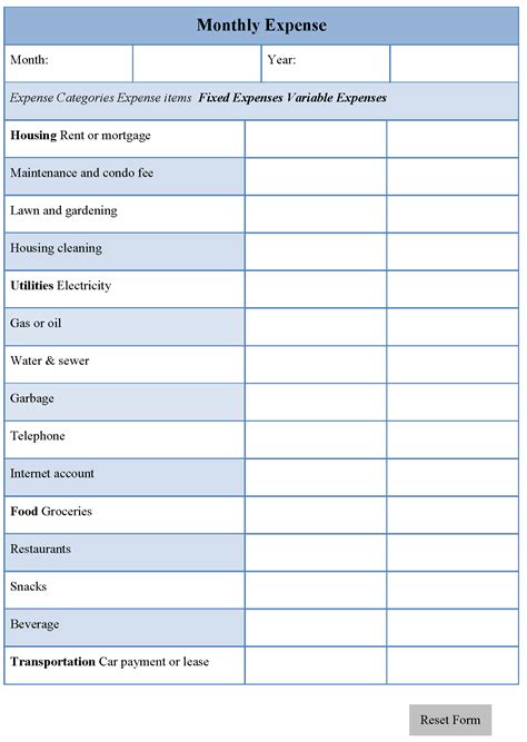 Free Printable Business Expense Forms Printable Forms Free Online
