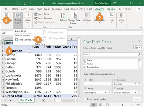 How To Change A Pivot Table Calcuation Customguide Change The