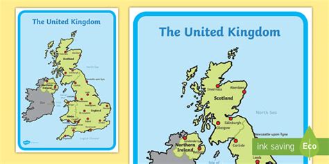 Labelled Map Of The Uk Primary Teaching Resources Twinkl