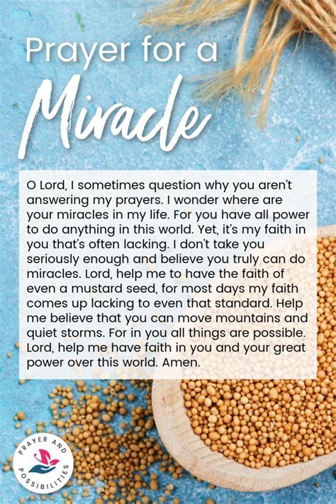 Prayer For A Miracle Miracle Prayer Inspirational Prayers Praying