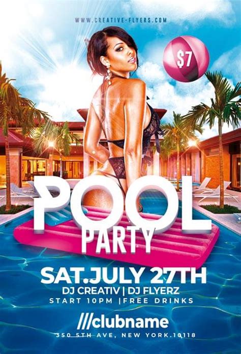 Summer Pool Party Flyer Psd Template Creativeflyers Pool Parties Flyer Pool Party Party Flyer