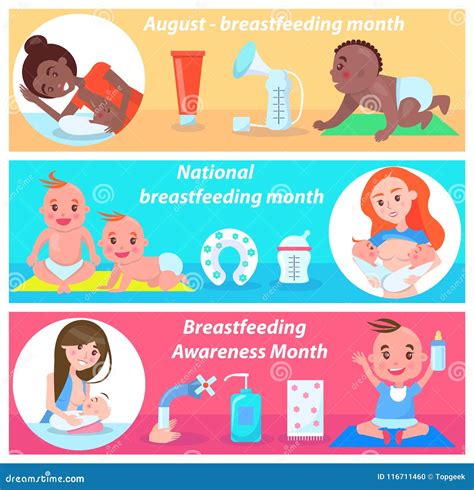 National Breastfeeding Month Poster Design Vector Illustration Cartoondealer Com