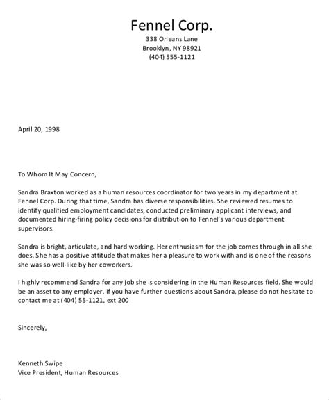 Professional Work Sample Letter Of Recommendation - for