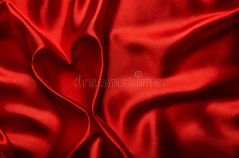 Valentines Day Background Heart Red Silk Fabric Wedding Love Stock