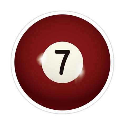 A Red Pool Ball With The Number Seven On Its Side And White Background