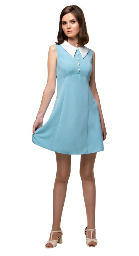 marmalade 1960s style dress with collar in dusty blue 1960s style dress sixties fashion