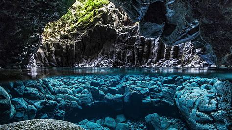 Hd Wallpaper Water Nature Cave Rock Underwater Cool
