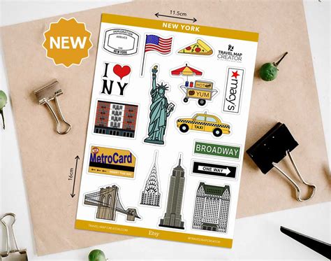 New York Usa Vinyl Sticker Sheet Travel Journal Sticker Nyc Etsy