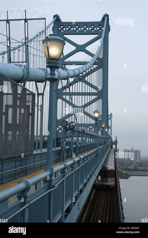 Patco Speedline Train Crossing Benjamin Franklin Bridge Philadelphia