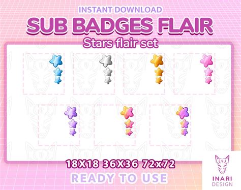 Twitch Sub Badge Flair Star Flair Cute Streamer Cute Etsy Twitch Inari Badge