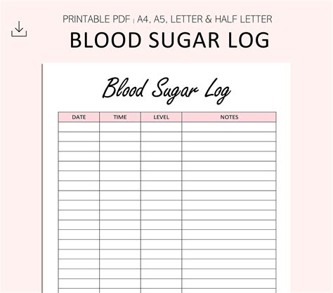 Blood Sugar Printable Log