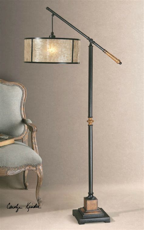 Crystal shades feature individual crystal prisms fastened together to form a shade. LARGE 62" AGED BLACK METAL & WOOD FLOOR LAMP READING LIGHT ...