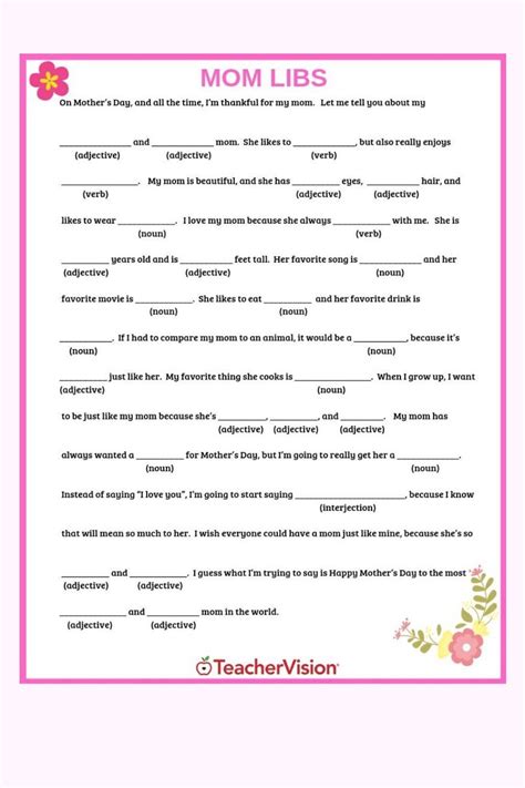 Mother S Day Mad Libs Printable Artofit