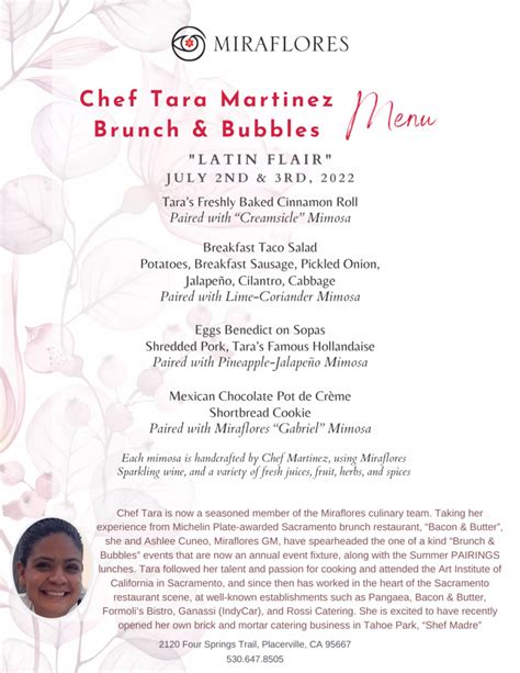 Brunch And Bubbles With Chef Tara Martinez Miraflores Winery
