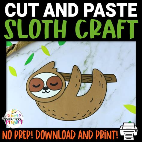Sloth Cut And Paste Craft Simple Mom Project Store