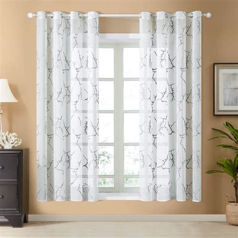 Top Finel White Sheer Curtains 72 Inches Long Grey
